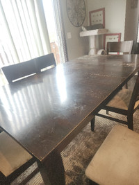 Dining Room Table w/chairs  - wood, expandable, well loved.