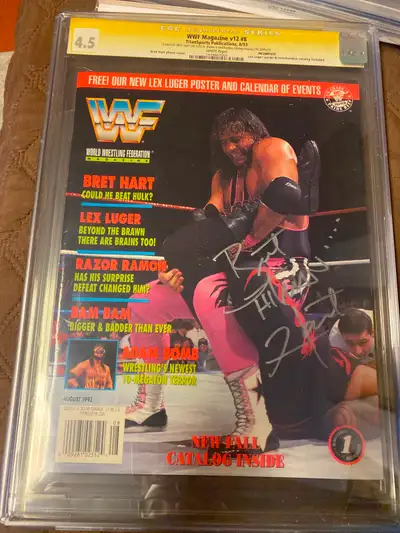 WWF WWE Magazine signed Bret Hitman Hart CGC certified graded, View more