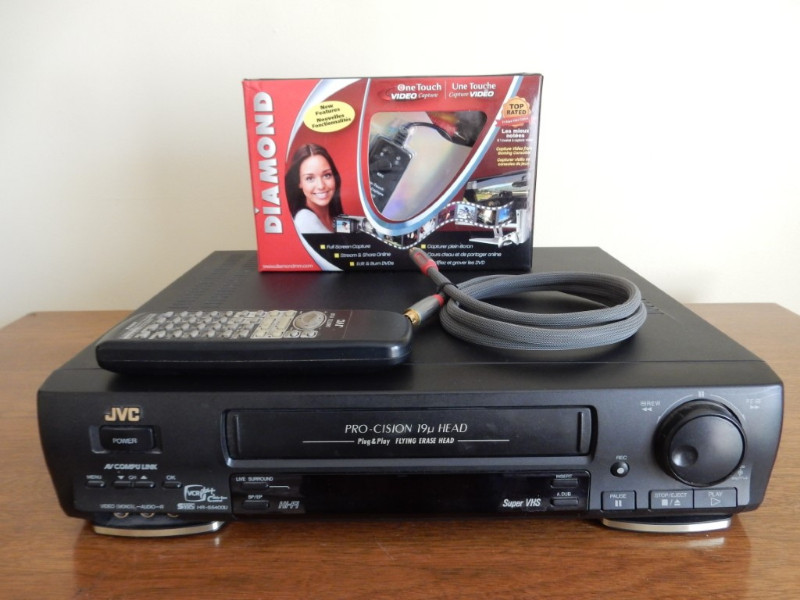 JVC HR-S5400 S-VHS VCR, Diamond Video Capture VC500 S-Video Cord, used for sale  