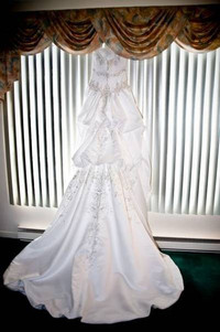 Silver Beaded White Wedding Dress - new price!!!