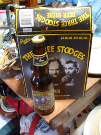 Vintage 6 pack w box 3 stooges beer bottles
