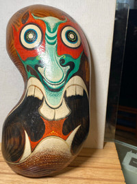 Vintage Mask Wood Painted 10”