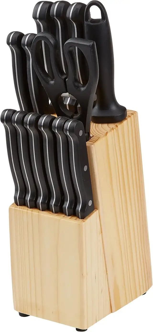 Amazon Basics Kitchen Knife Set with Block510361614702366726