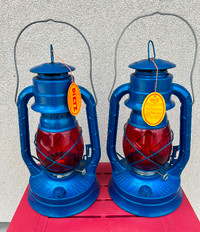 Dietz No. 8 Kerosene Lanterns- Vintage- with red glass.