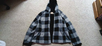Fleece plaid zip up hoodie