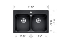 New Sink Blanco VISION 210 Double Bowl SILGRANIT Kitchen Sink