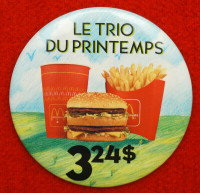 Macaron épinglette McDonald's restaurant Big Mac trio vintage