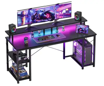 Brand New in Box 55” Gaming Desk with LED lights, View more