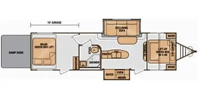 2014 Cruiser RV - FunFinder Xtra 300 Toy Hauler. One owner with no pets or smokers. The main bedroom...
