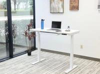 Motionwise White Electric Height Adjustable Standing Desk, 24”x4