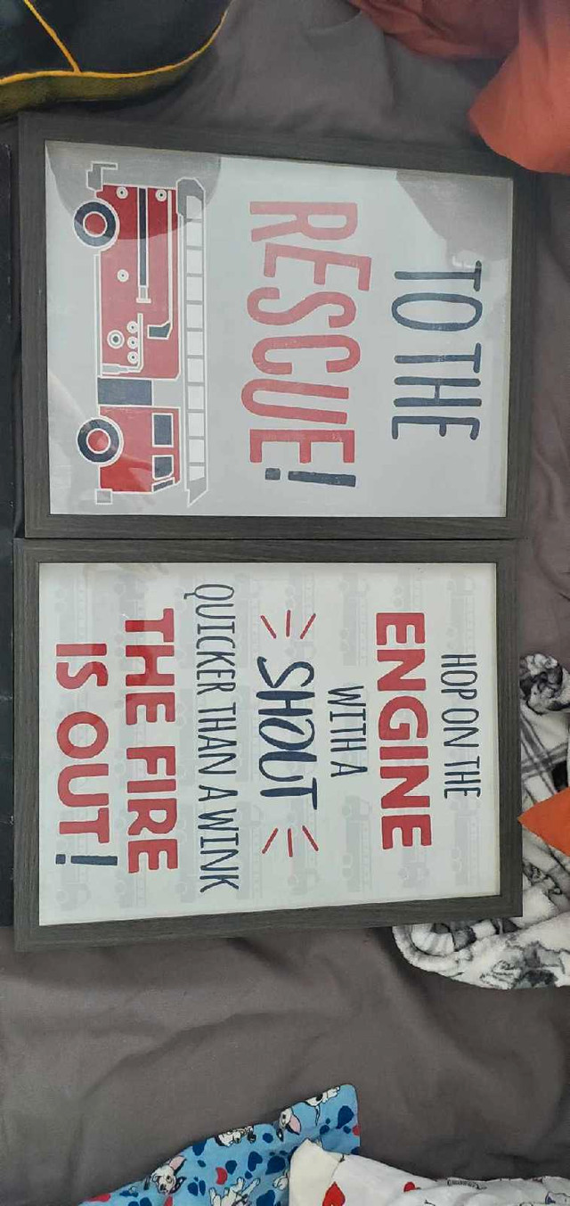 kids firefighter decor frames in Home Décor & Accents in Truro