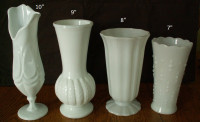 4 VINTAGE MILK GLASS VASES