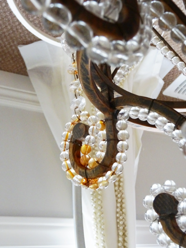 CHANDELIER antique GLASS BEADED CAGE with CRYSTAL LUSTERS PRISMS in Indoor Lighting & Fans in Hamilton - Image 11