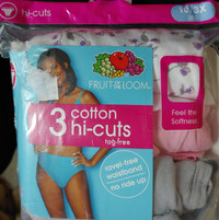 NEW 3 Pack 10-3X Fruit of the Loom Cotton Hi-Cuts Underwear
