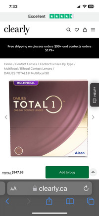 Total 1 daily multi focal contact lenses 