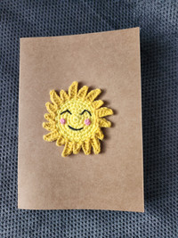 Handmade crochet sun sunshine card / Carte soleil en crochet
