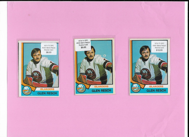 Vintage Hockey Rookie Cards: 1974-75 OPC #353 Glenn Resch RCs in Arts & Collectibles in Bedford