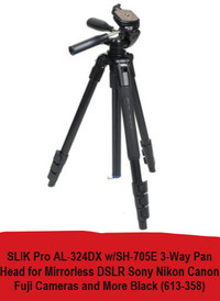 (NEW) SLIK Pro AL-324DX w/SH-705E 3-Way Pan Head Tripod BLACK