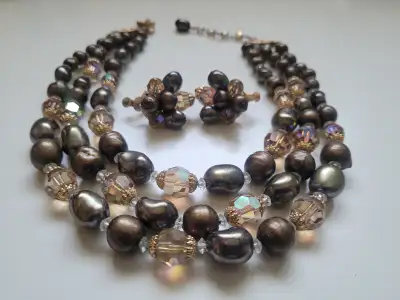 Baroque Pearl and Crystal Vendome Necklace and Earring Set, View more
