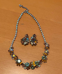 Mid century Aurora Borealis Necklace and earrings