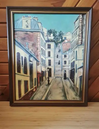 Passage Cottin à Montmartre After Maurice Utrillo Beautiful Vintage Oil Painting Signed Reid (which...