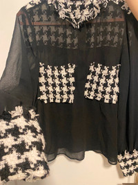 Zara Mesh Checkered Blouse