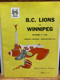 Vintage 1958 Bombers vs Lions Program Empire Stadium 