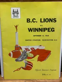 Vintage 1958 Bombers vs Lions Program Empire Stadium 