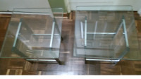 Vtg.1960's Glass/stainless coffee &end tables see below