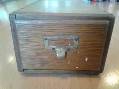 *** ESTATE SALE *** Antique Oak Single Drawer Bank Signature Card Holder. Circa 1920's. Unique. Very...