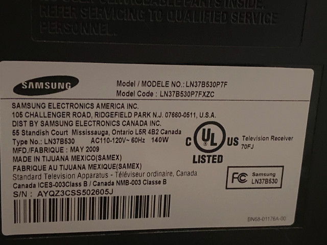 Samsung LN37B530 37" 1080p LCD TV in TVs in Mississauga / Peel Region - Image 4