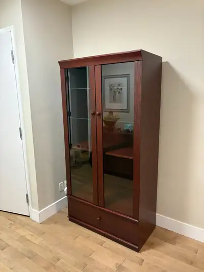 Étagère - avec 2 portes vitrées,  3 étagères, 1 tiroir, View more