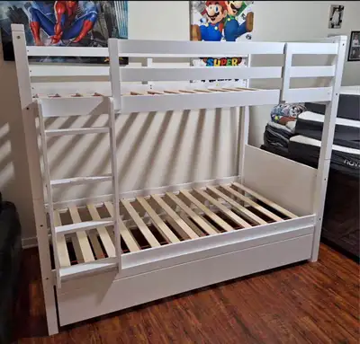 Twin Over Full Kids Bunk Bed with Trundle – New in Box, View more