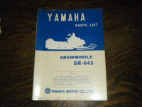 Yamaha SR-643  Snowmobile Parts List Manual 1971