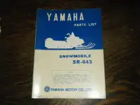 Yamaha SR-643  Snowmobile Parts List Manual 1971