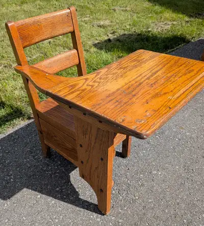 Antique Canadian School Desk & Chair, View more