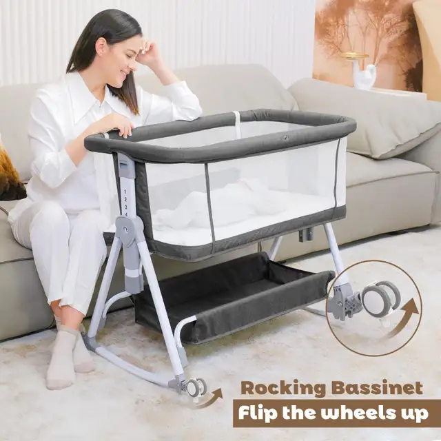  3 in 1 Baby Bassinet - Bedside Sleeper w Wheels & Mattress in Cribs in Markham / York Region - Image 3