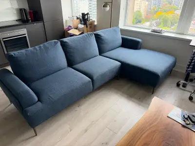 Structube (Victor) Blue Sofa with Right-Hand Facing Chaise, View more