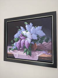 Wonderful Lilacs Original Oil on Canvas Painting  24x20 Turenne