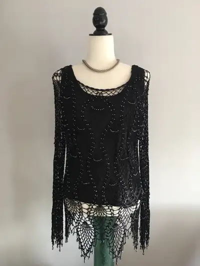 Crochet Beaded Top Size M/L, View more
