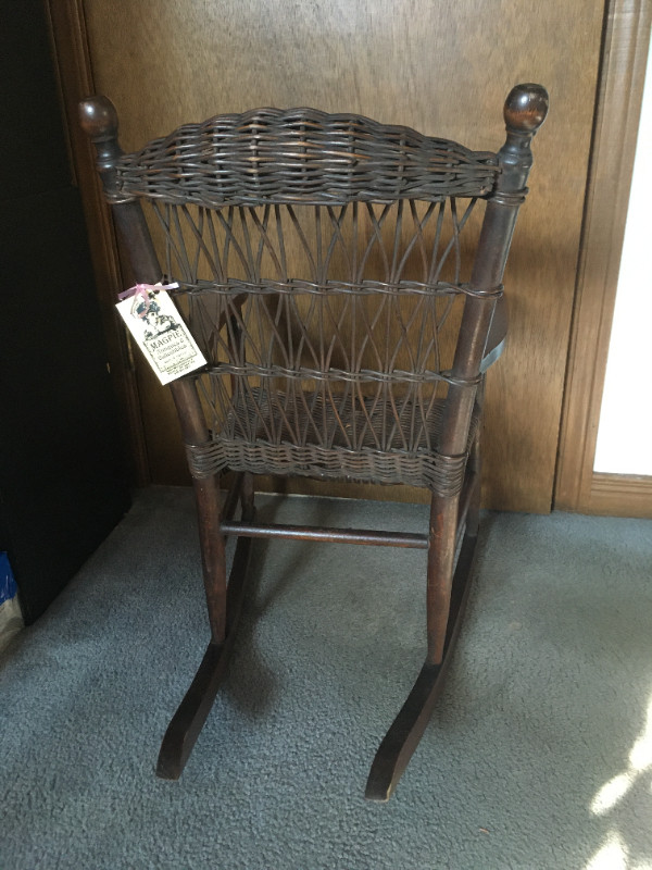 Antique Children's Rocking Chair - Wicker in Chairs & Recliners in Windsor Region - Image 2