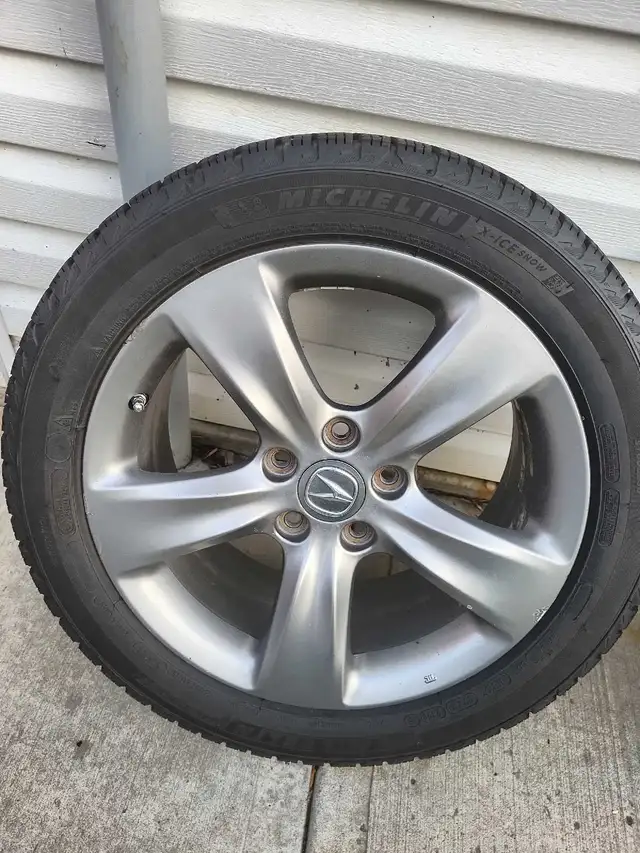 18" Acura Alloy Wheels Michelin XIce 245-45 R18x6J55 Tires 5x120 in Tires & Rims in St. Albert - Image 5