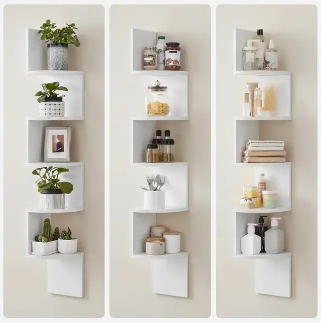 VASAGLE 5-Tier Wall-Mounted Corner Shelf in Bookcases & Shelving Units in Oshawa / Durham Region - Image 8