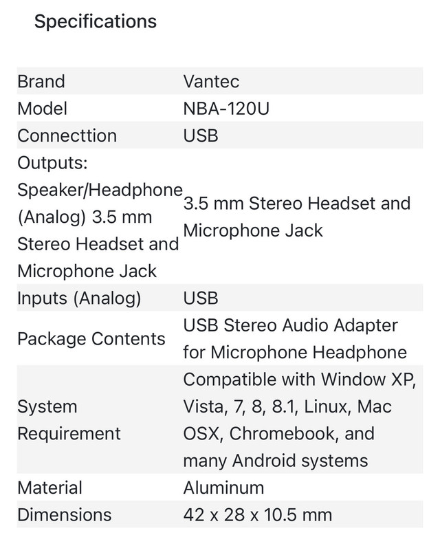 Vantec USB audio interface  in Pro Audio & Recording Equipment in Winnipeg - Image 3