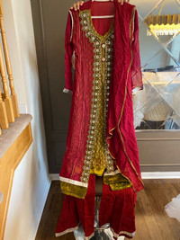 Eid Outfit Pakistani Indian Shalwaar Party Wear Outfit In Red