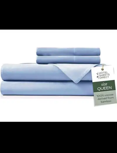 HotelSheetsDirect 100% Bamboo Bed Sheet Set (Queen, Light Blu, View more