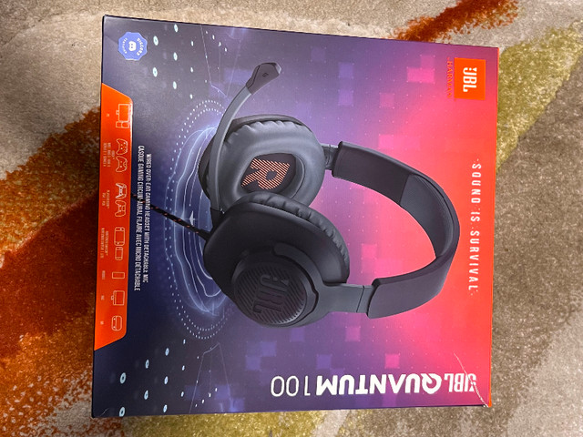 JBL Quantum 100 Wired Over-Ear Gaming Headset with a detachable in Headphones in Edmonton