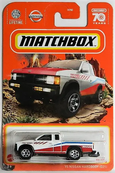 Matchbox 1995 Nissan Hardbody (D21) pickup diecast new in package, $7 each. Pickup in north Ajax, sh...
