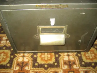 Vintage Metal Card Index File Cabinet and Clipboards