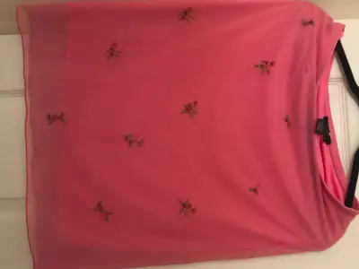 BCBG Max Azria pink netted sheer beaded skirt size Small, View more